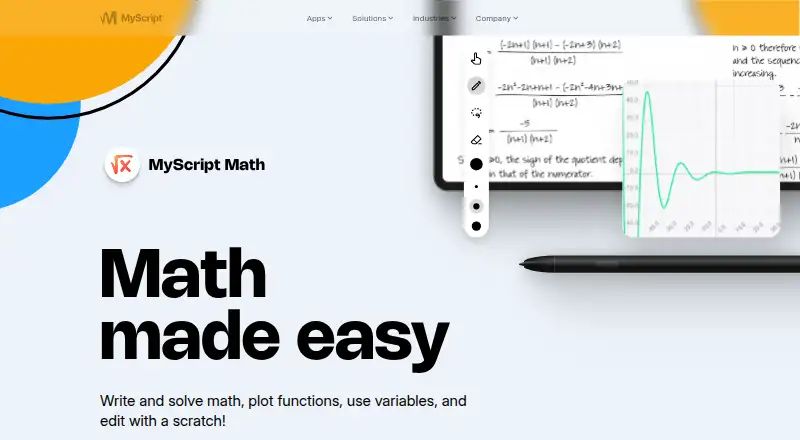 The MyScript Math homepage