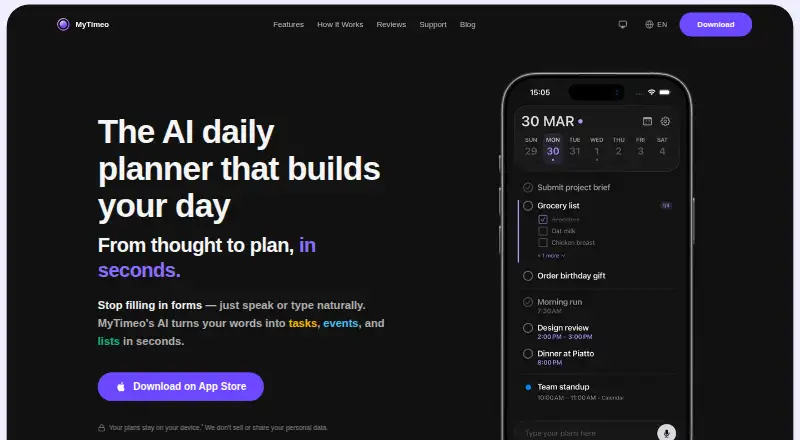 The MyTimeo homepage