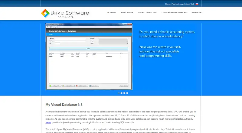 The My Visual Database homepage