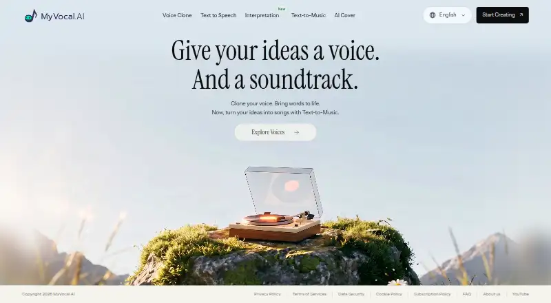 MyVocal AI's website