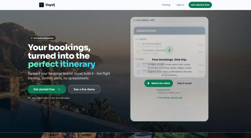 The Voyaij homepage