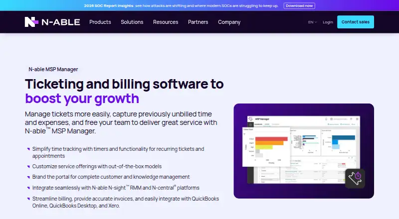 The N-able MSP Manager homepage