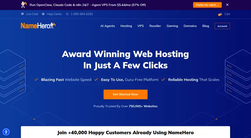 NameHero Web Hosting's website
