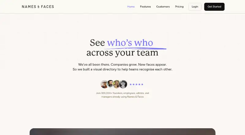 Names & Faces's website