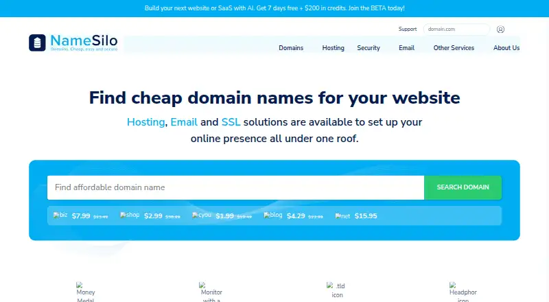 NameSilo's website