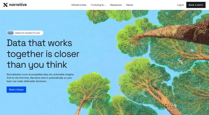 Narrative Data Marketplace's website