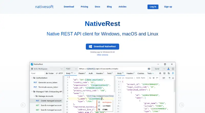 NativeRest's website