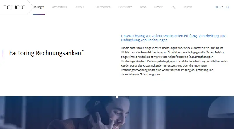 NAVAX Factoring Invoice Purchase's website