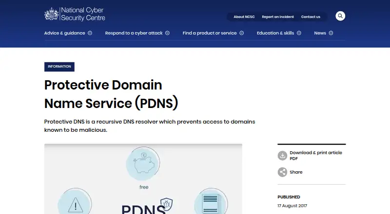 NCSC Protective DNS's website