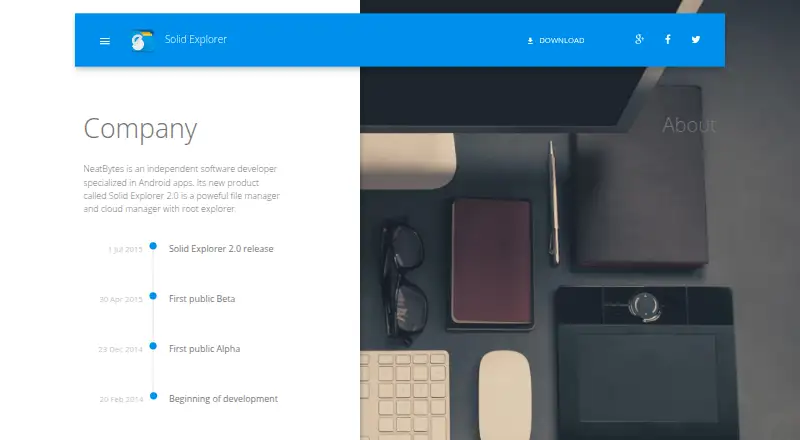 The Solid Explorer homepage