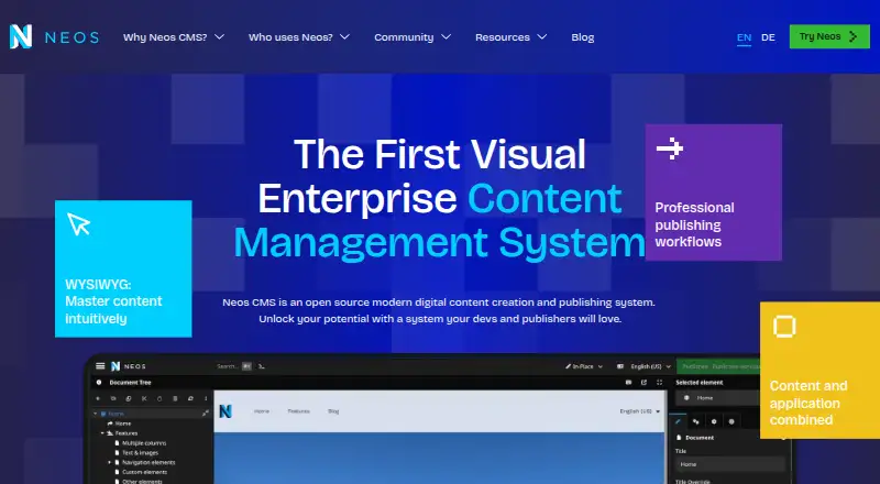 The Neos CMS homepage