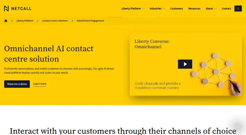 The Netcall Omnichannel Contact Centre homepage