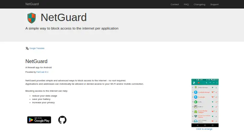 NetGuard's website