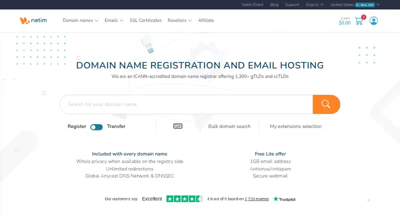 Netim's website