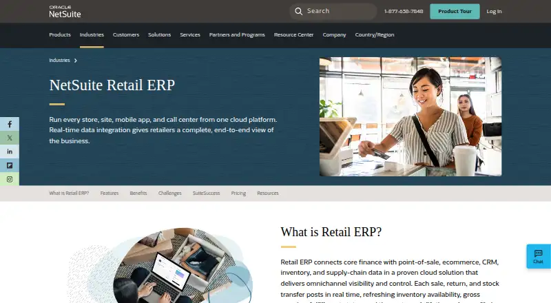 NetSuite Retail Management System's website