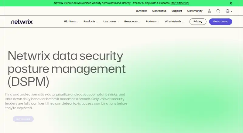 Netwrix Data Security Posture Management's website