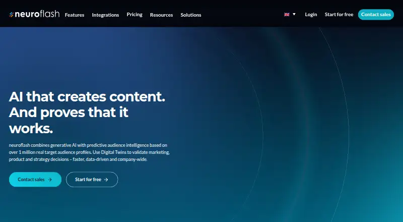 The neuroflash homepage