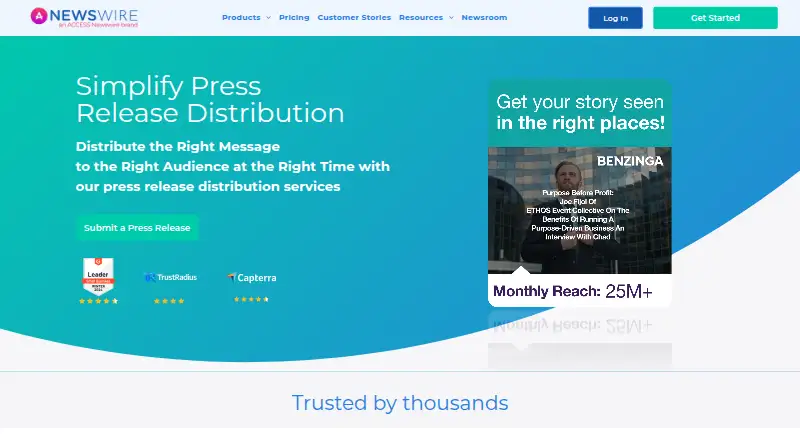 Newswire's website