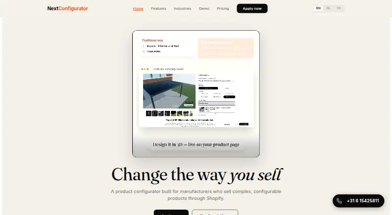 The NextConfigurator homepage