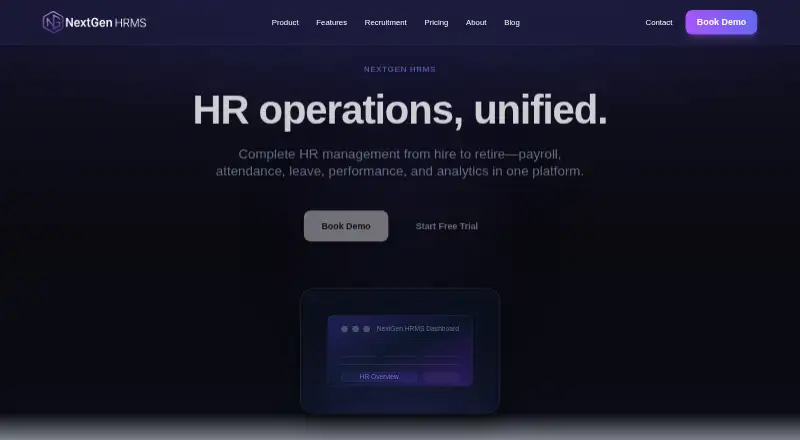 The NextGen HRMS homepage