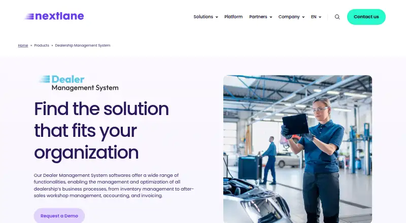 Nextlane DMS's website