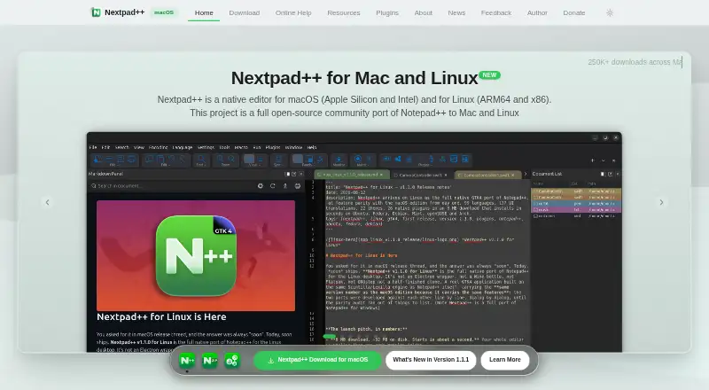 Nextpad++'s website