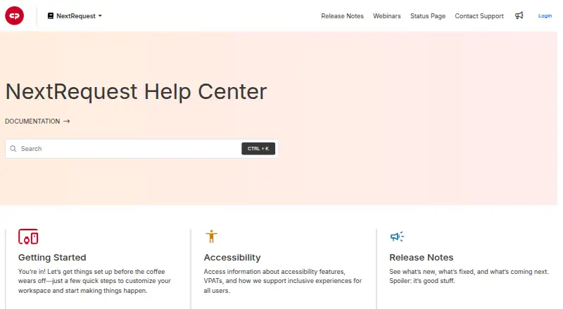 The NextRequest homepage