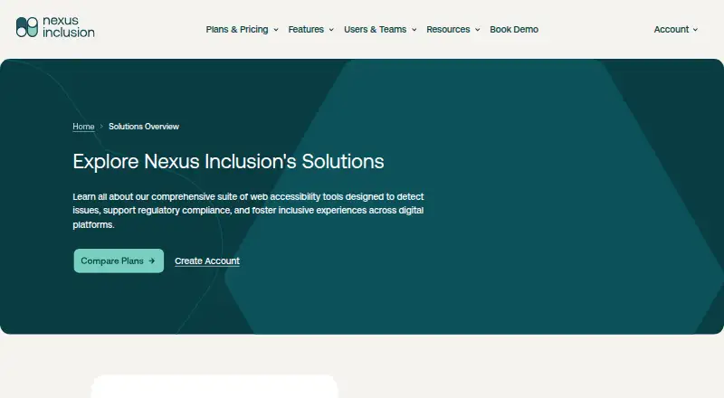 The Nexus Inclusion Website Scanner homepage