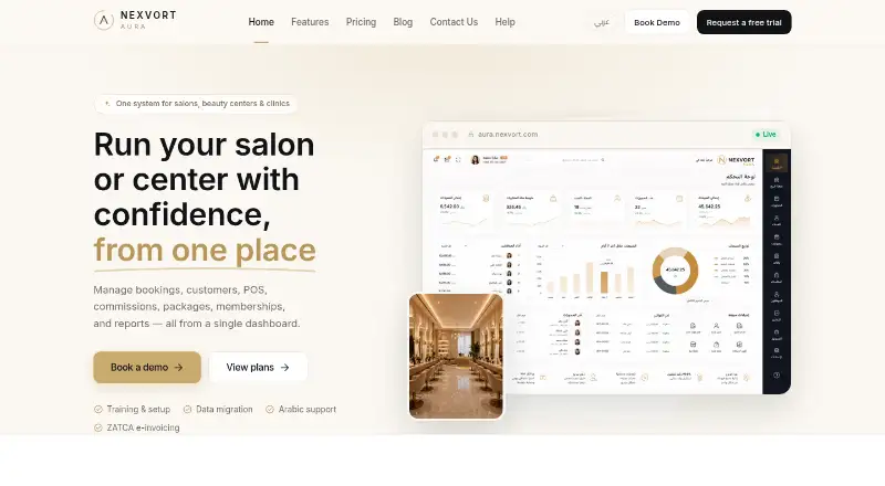 The Nexvort Aura homepage