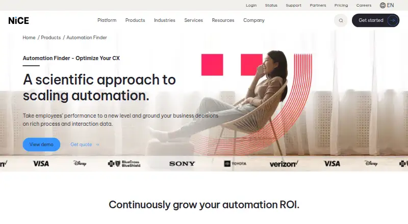 NiCE Automation Finder's website