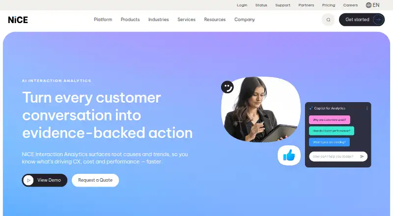NICE Interaction Analytics's website