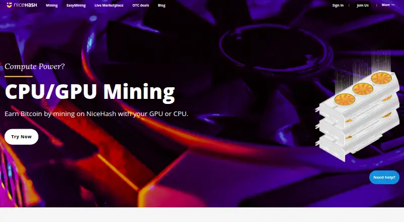 NiceHash Miner's website