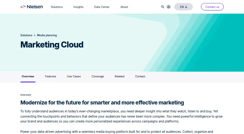 Nielsen Marketing Cloud's website