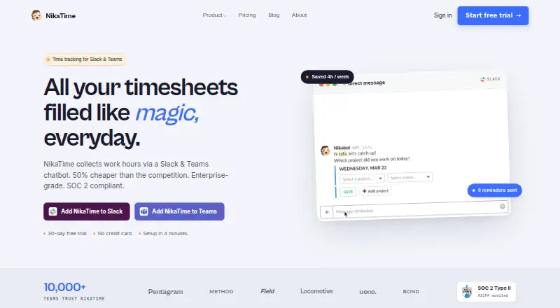 The NikaTime homepage