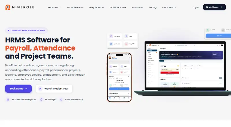 The Ninerole HRMS homepage