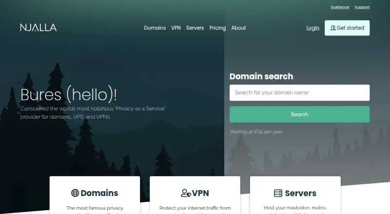 Njalla's website