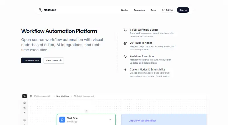 NodeDrop's website