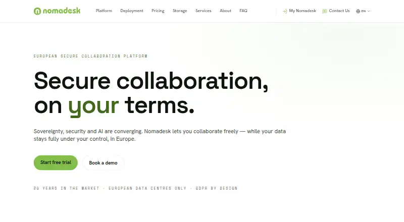 The Nomadesk homepage