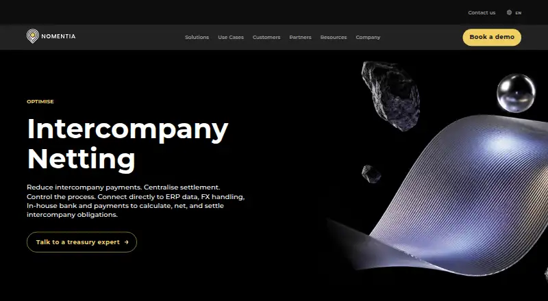 Nomentia Intercompany Netting's website