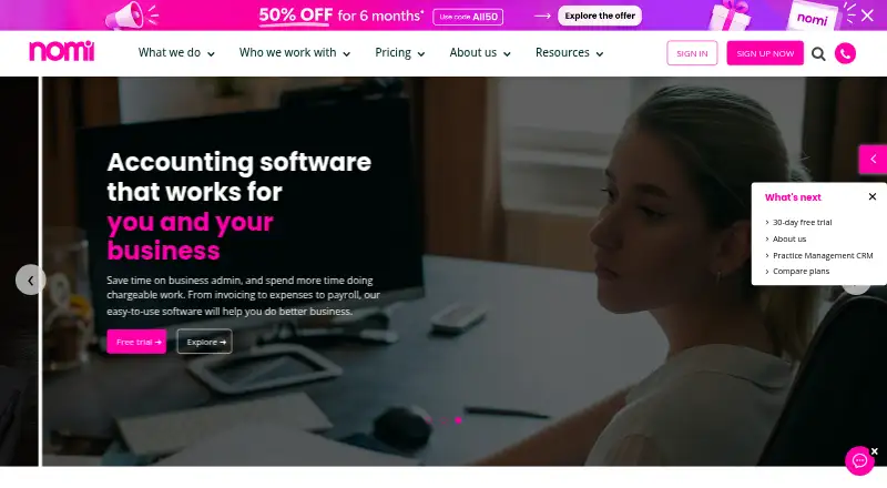 The Nomi homepage
