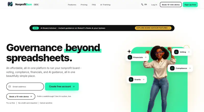 The NonprofitBase homepage