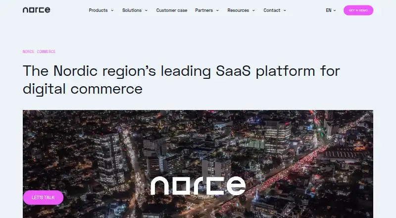 The Norce Commerce homepage