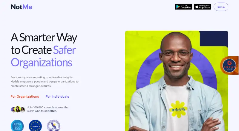 NotMe's website