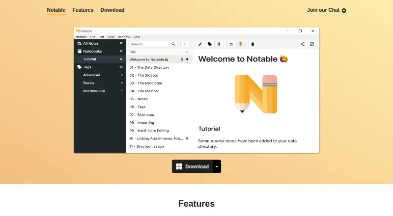 The Notable homepage