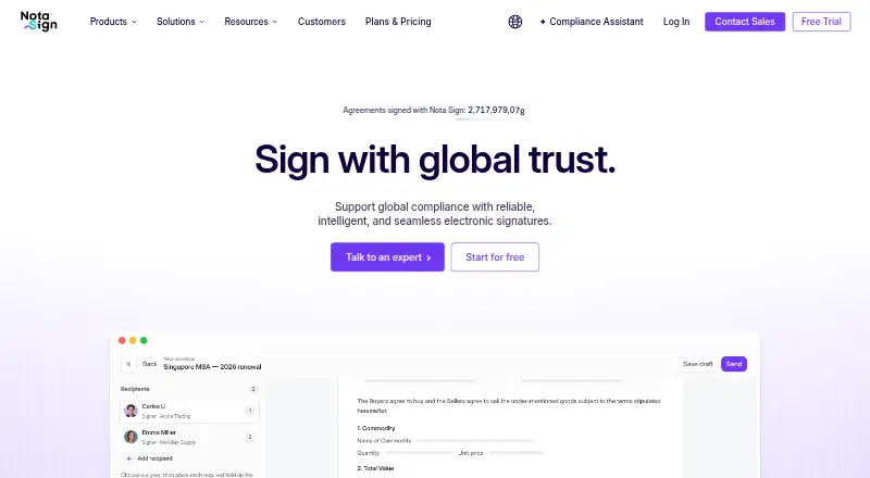 Nota Sign's website