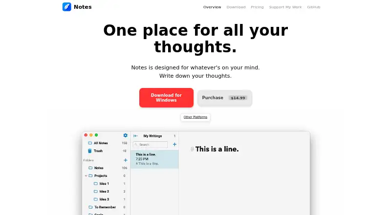 The Notes homepage