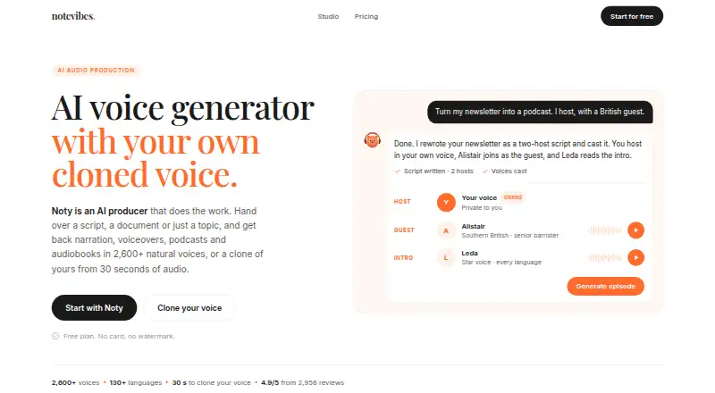 The Notevibes homepage