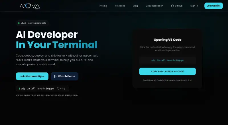 NOVA Terminal's website