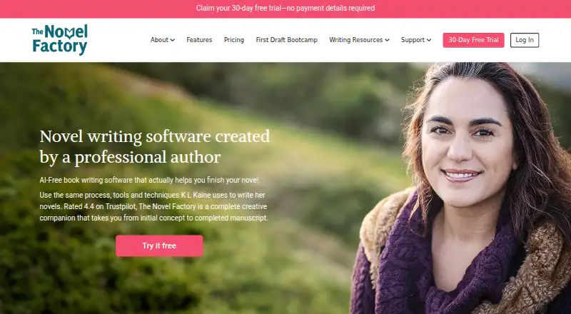 The The Novel Factory homepage