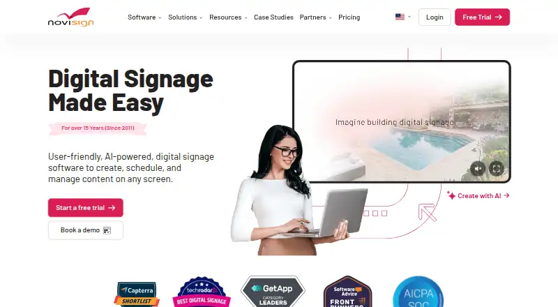 NoviSign's website